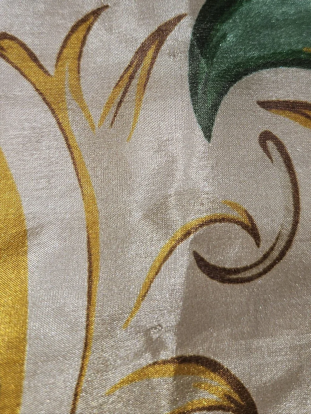 100% Silk Orange Floral Printed Scarf Wrap